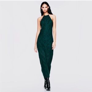 Zara halter maxi green dress with fringe sz.S